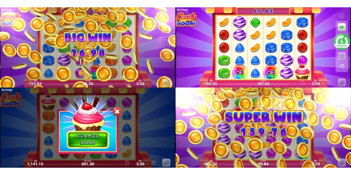 《轟炸糖果》老虎機：遊戲畫面5-8